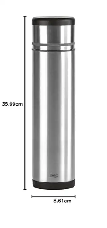 Emsa 509239 MOBILITY- Bouteille isotherme avec gobelet, fermeture Safe Loc, 1 L, Acier inoxydable/anthracite noir