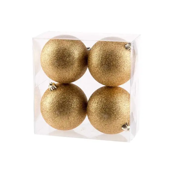 Cosy @ Home Boule Noel Set4 Glitter Dore D10cm Plast
