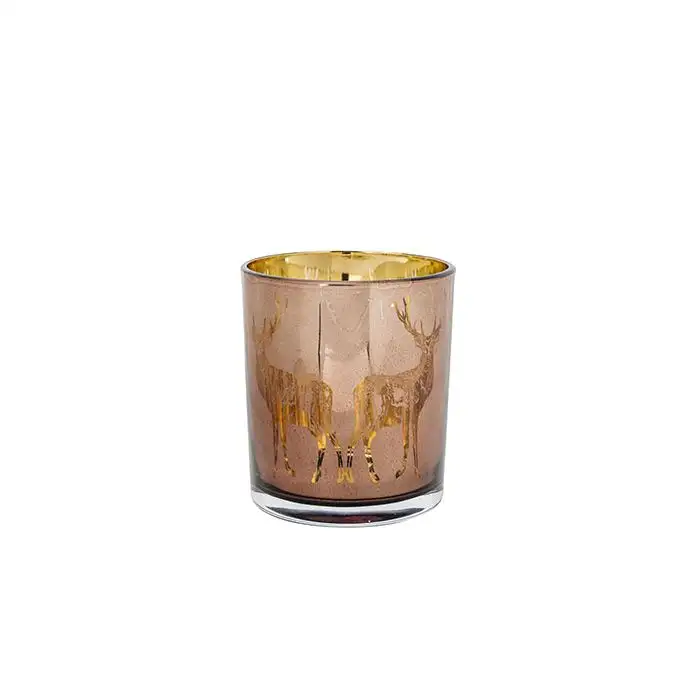 Cosy @ Home Bougeoir Deer Mirror Cognac 9x9xh10cm Ve