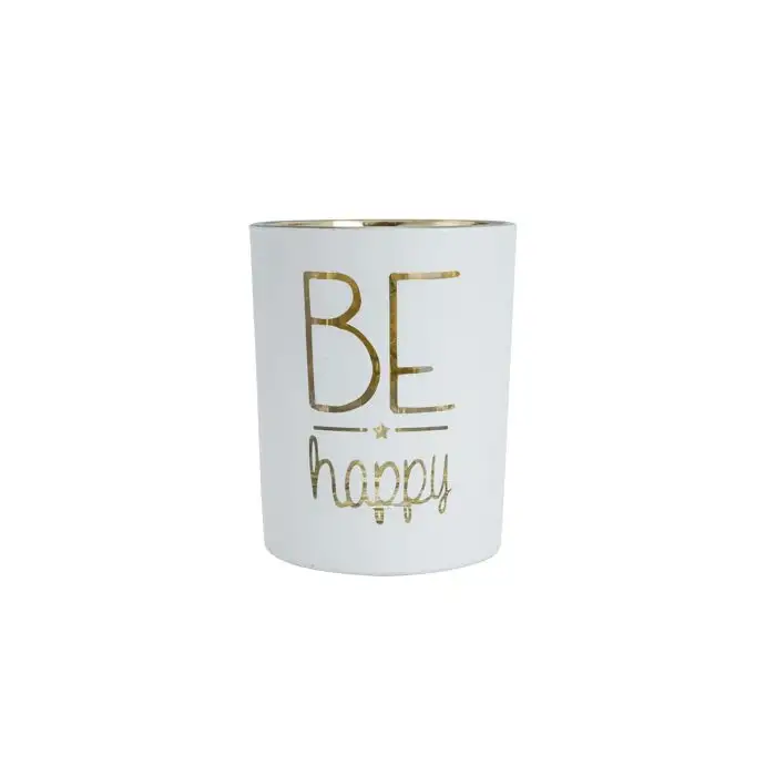 Cosy @ Home Bougeoir Be Happy Gold Blanc 7x7xh8cm Ve