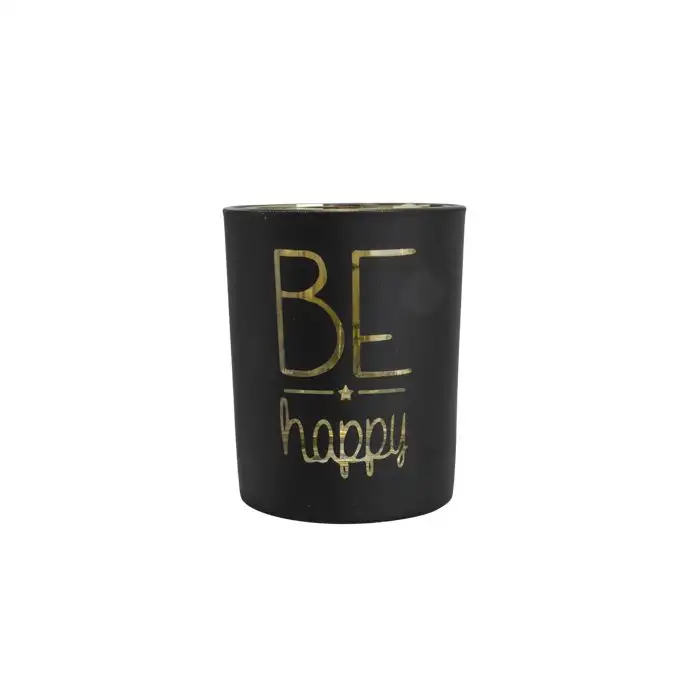 Cosy @ Home Bougeoir Be Happy Gold Noir 7x7xh8cm Ver