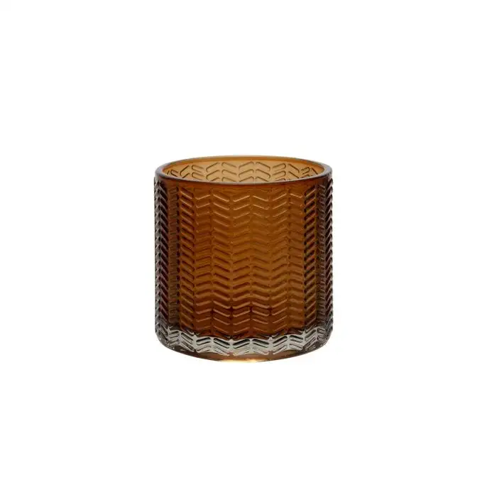 Cosy @ Home Bougeoir Zigzag Cognac 7x7xh7cm Rond Ver
