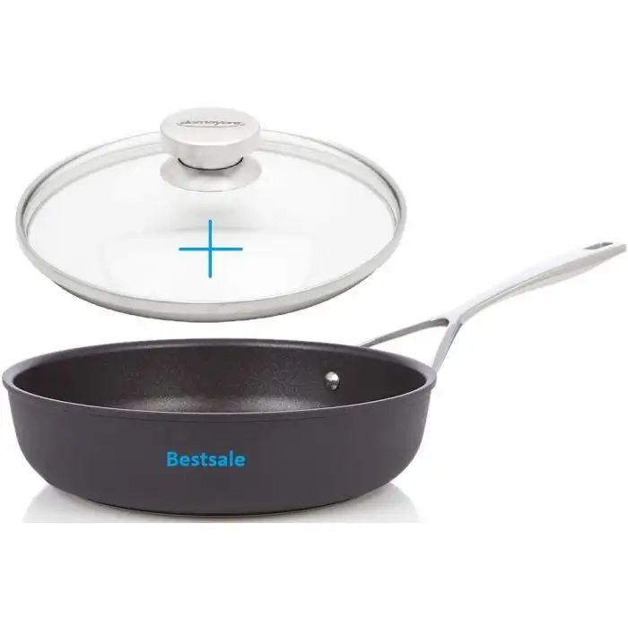 13424 Demeyere Alu Pro 5 Antiadhésive Poêle à Frire Haute avec Couvercle en verre 24cm