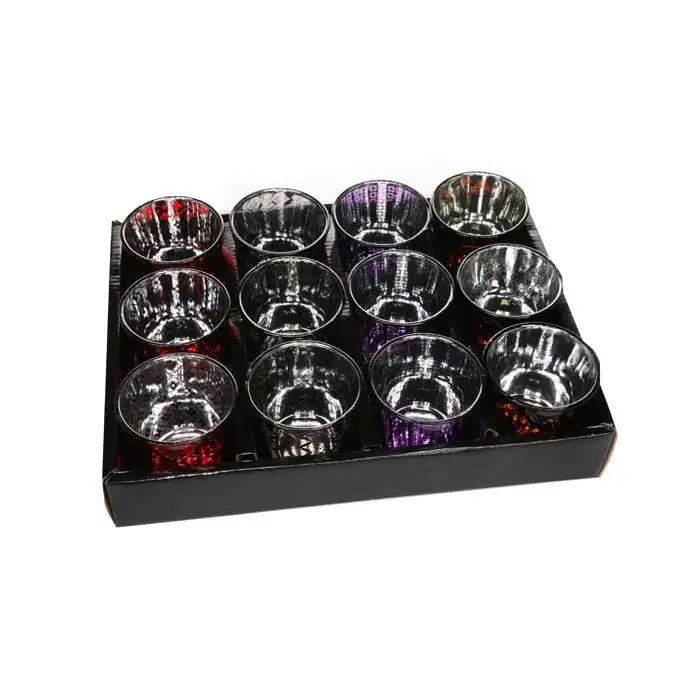 Bougeoir verre deco 6,5x6,5cm 12pc