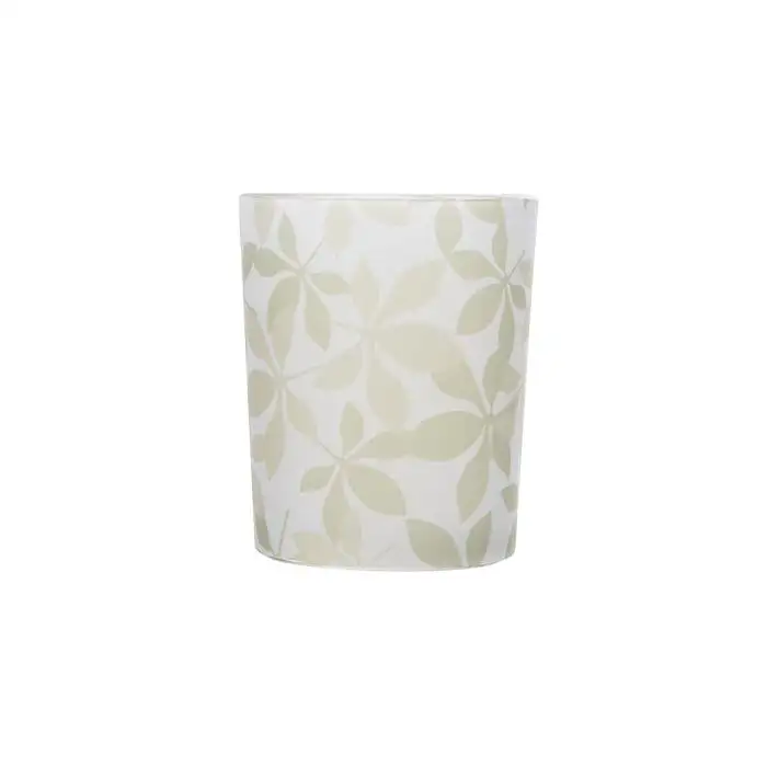 Bougeoir en verre d5.5xh6.5cm green leaf