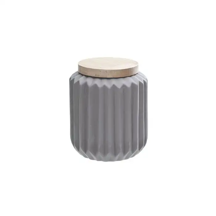 Vase a couvercle bois gris porcelain
