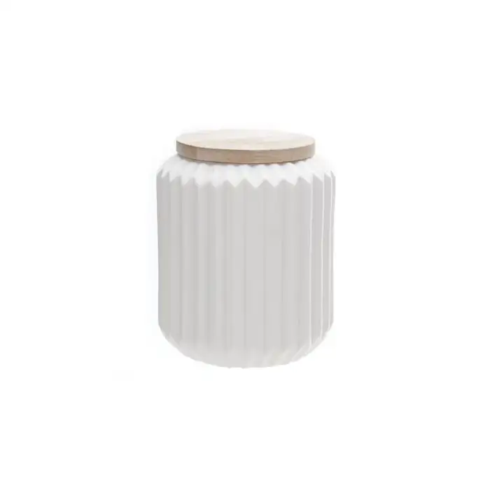 Vase a couvercle en bois blanc porcelain