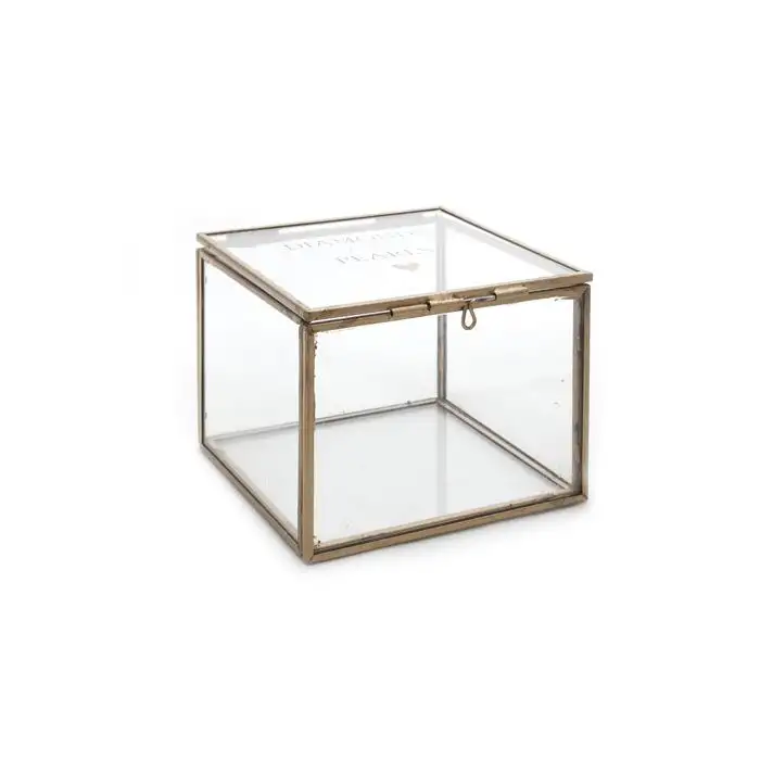 Boite a bijoux verre cuivre 12x12x9cm
