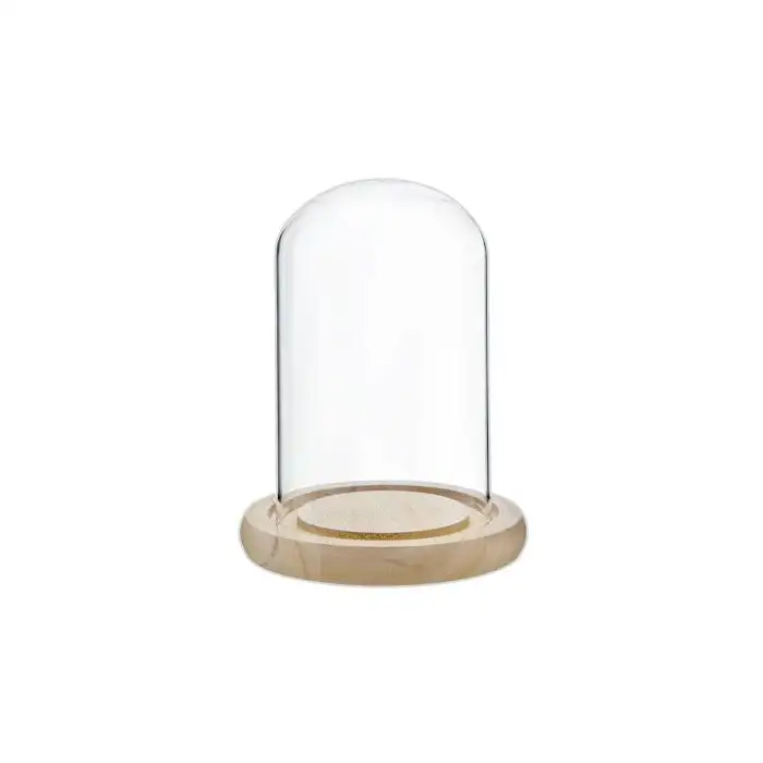Cloche verre a/base bois d10xh17cm