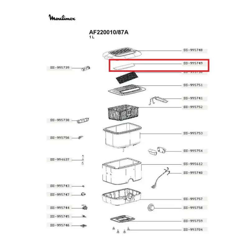 Vitre du couvercle pour friteuse Mini Fryer Moulinex - SS-995749